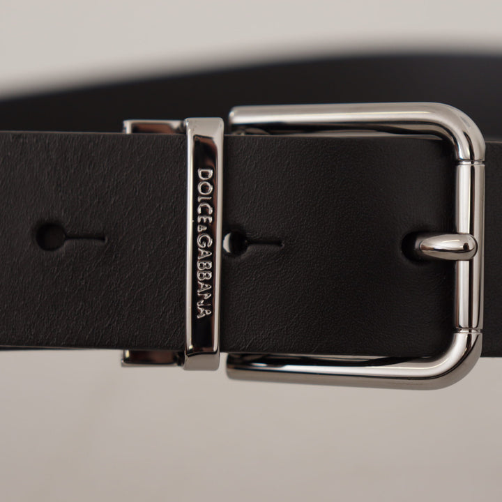 Dolce & Gabbana Black Casual Calf Leather Logo Metal Buckle Belt