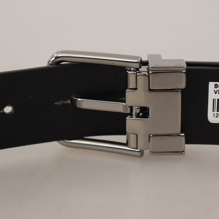 Dolce & Gabbana Black Casual Calf Leather Logo Metal Buckle Belt