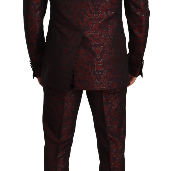 Dolce & Gabbana Red Brocade Slim 2 Piece Set MARTINI Suit