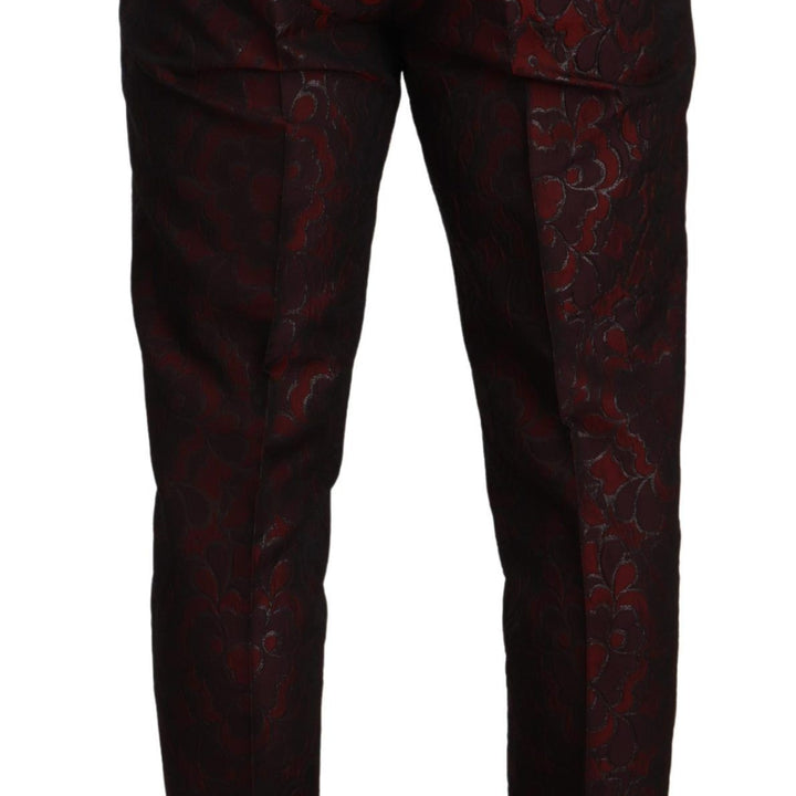 Dolce & Gabbana Red Brocade Slim 2 Piece Set MARTINI Suit
