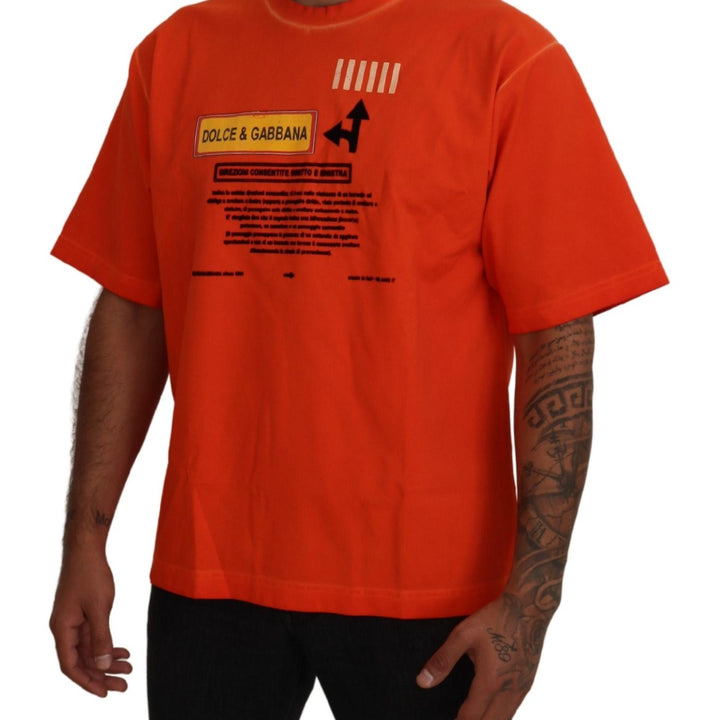 Dolce & Gabbana Orange Cotton Logo Short Sleeve T-shirt