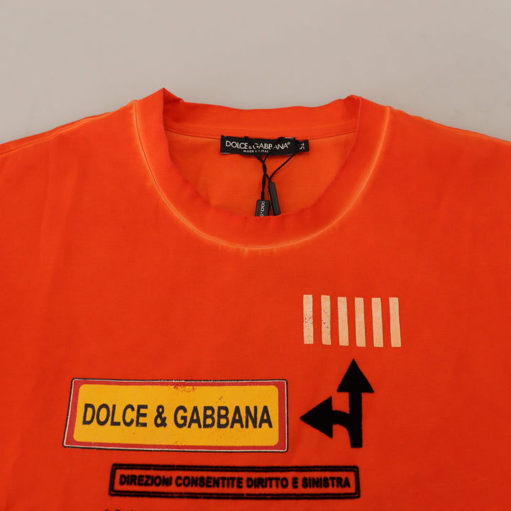 Dolce & Gabbana Orange Cotton Logo Short Sleeve T-shirt