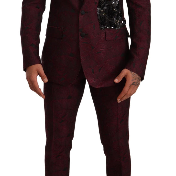 Dolce & Gabbana Maroon Cat Sequin MARTINI 2 Piece Suit