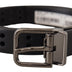 Dolce & Gabbana Black Leather Perforated Crown Belt