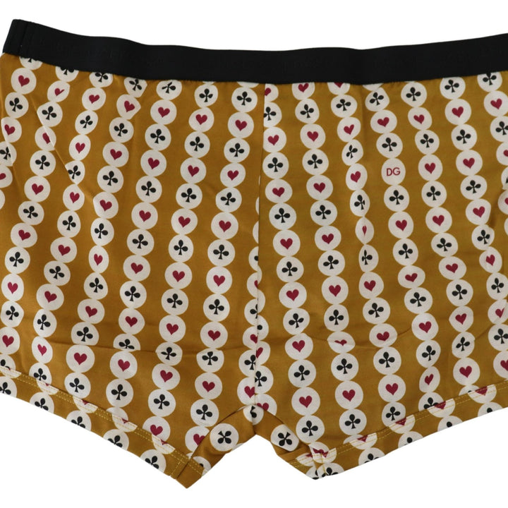 Dolce & Gabbana Yellow Printed Cotton Regular Boxer Underwear