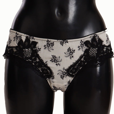 Dolce & Gabbana White Floral Lace Satin Briefs Underwear