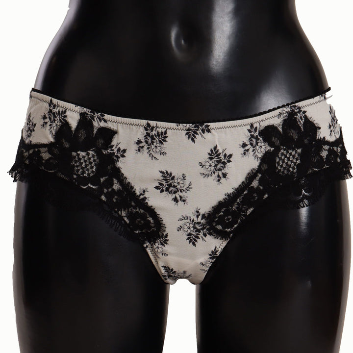 Dolce & Gabbana White Floral Lace Satin Briefs Underwear