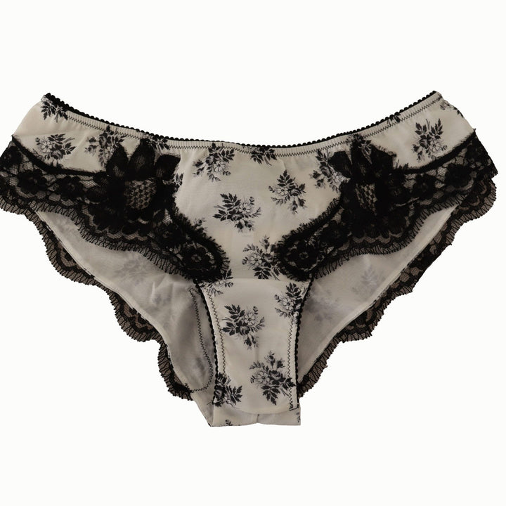 Dolce & Gabbana White Floral Lace Satin Briefs Underwear