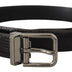 Dolce & Gabbana Black Ostrich Exotic Leather Logo Metal Buckle Belt