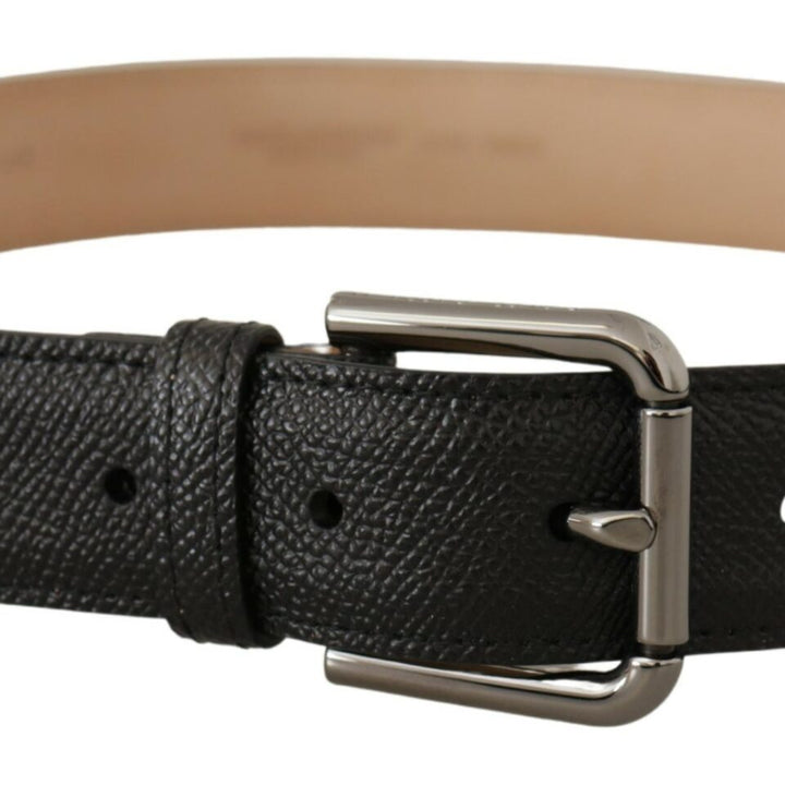 Dolce & Gabbana Black Calf Leather Brown Backend Belt