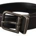 Dolce & Gabbana Black Calf Leather Logo Metal Buckle Belt