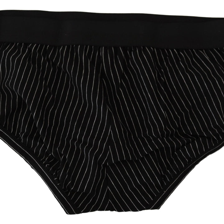 Dolce & Gabbana Black Striped Cotton Brando Brief Underwear