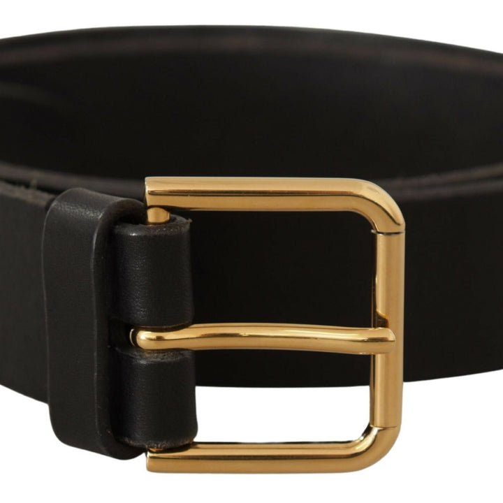 Dolce & Gabbana Brown Gold Metal Logo Buckle Calf Leather Belt