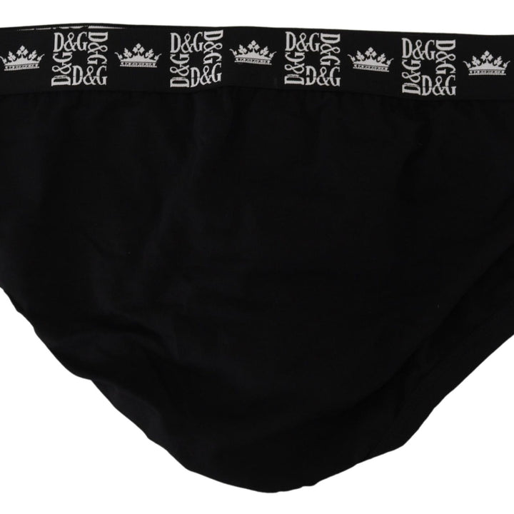 Dolce & Gabbana Black Cotton Stretch Midi Brief Underwear