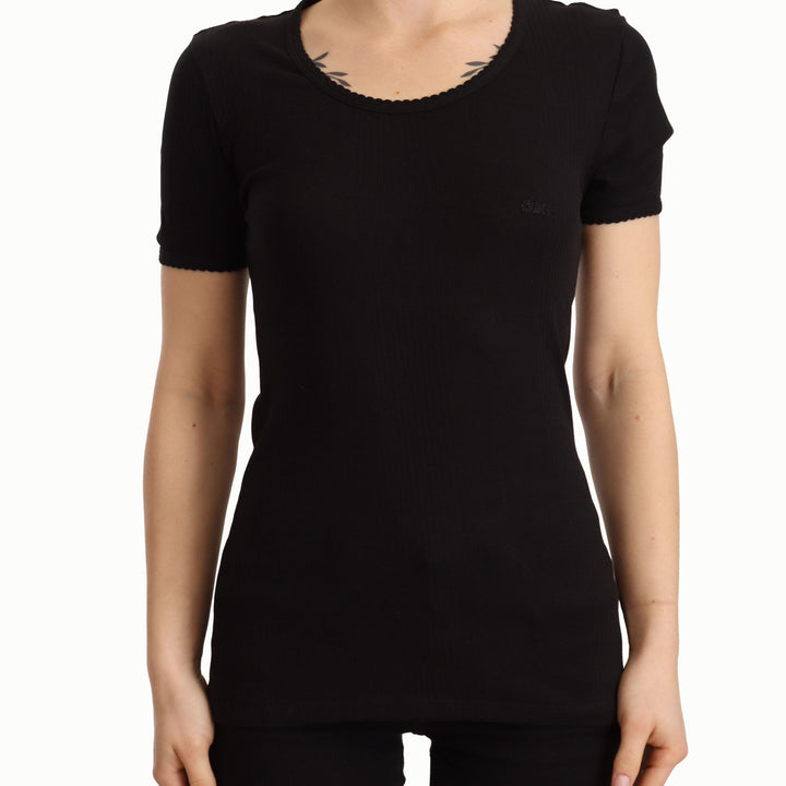 Dolce & Gabbana Black Cotton Round Neck Short Sleeves T-shirt Top