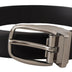 Dolce & Gabbana Black Leather Silver Metal Chrome Logo Buckle  Belt