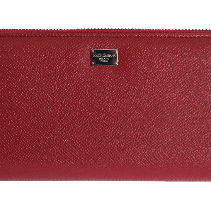 Dolce & Gabbana Red Dauphine Leather Zip Around Continental Wallet