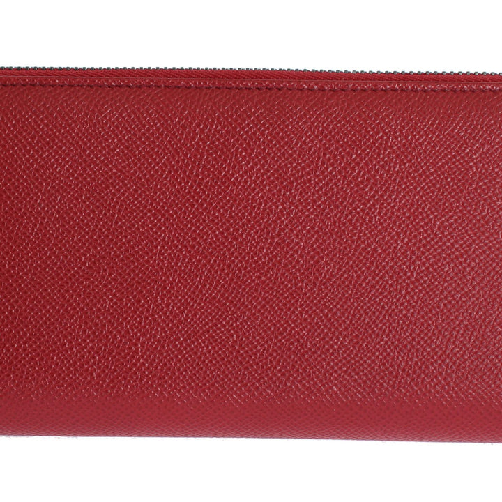 Dolce & Gabbana Red Dauphine Leather Zip Around Continental Wallet