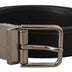 Dolce & Gabbana Black Calf Leather Logo Engraved Metal Buckle Belt