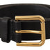 Dolce & Gabbana Brown Classic Leather Gold Metal Buckle Belt