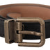 Dolce & Gabbana Black Brown Backed Leather Brass Buckle Belt