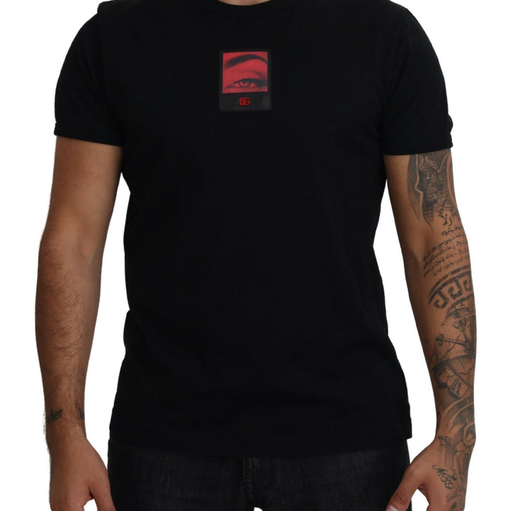 Dolce & Gabbana Black Printed Men Short Sleeves T-shirt