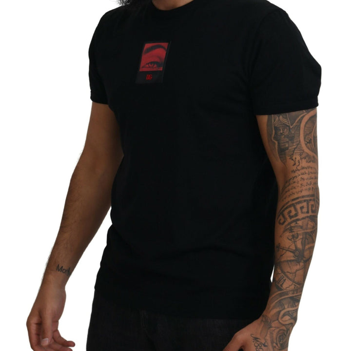 Dolce & Gabbana Black Printed Men Short Sleeves T-shirt