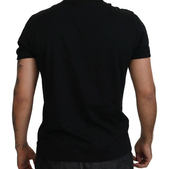 Dolce & Gabbana Black Printed Men Short Sleeves T-shirt