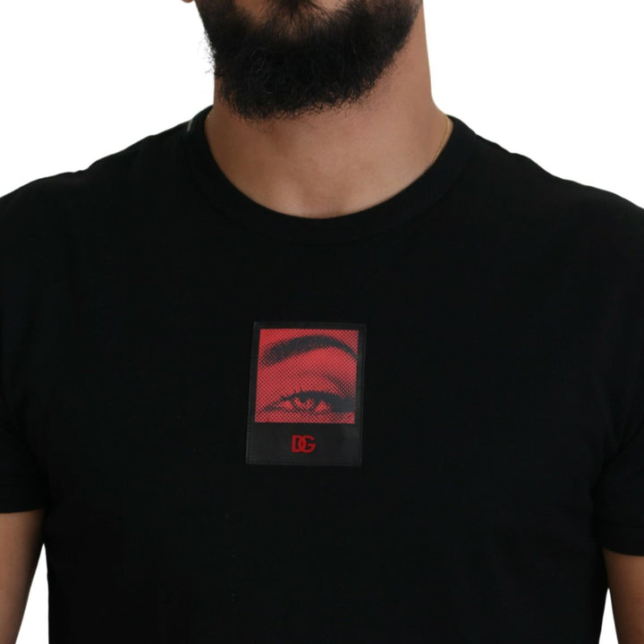 Dolce & Gabbana Black Printed Men Short Sleeves T-shirt