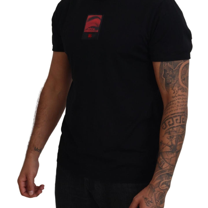 Dolce & Gabbana Black Printed Men Short Sleeves T-shirt