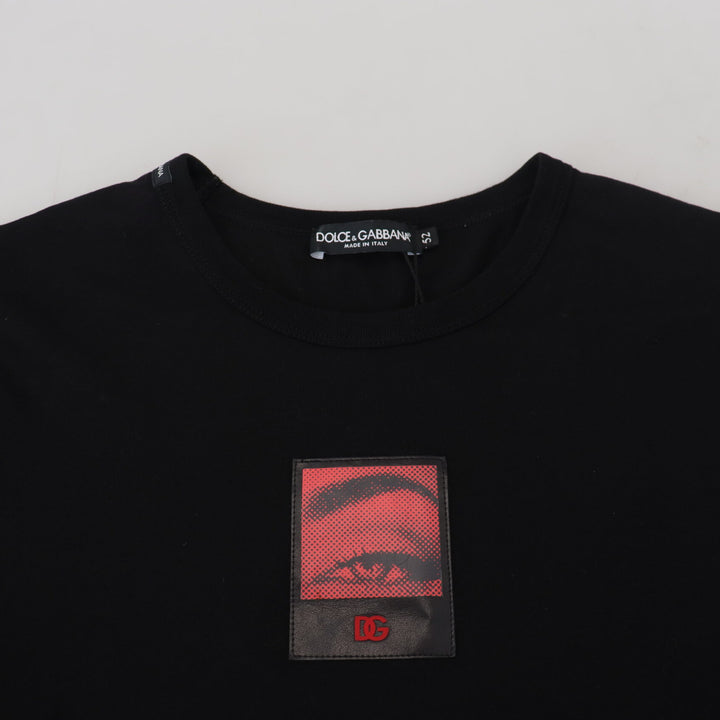Dolce & Gabbana Black Printed Men Short Sleeves T-shirt