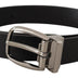 Dolce & Gabbana Black Classic Calf Leather Silver Metal Belt