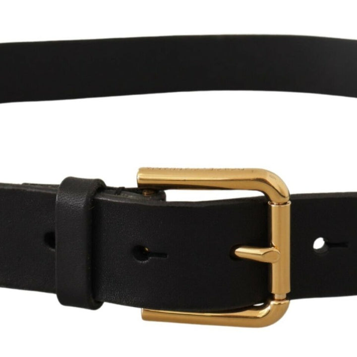 Dolce & Gabbana Black Leather Gold Metal Logo Belt