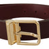 Dolce & Gabbana Maroon Vitello Leather Gold Metal Buckle Belt