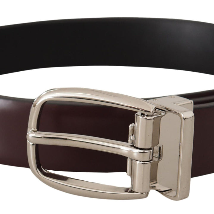 Dolce & Gabbana Solid Brown Leather Silver Metal Belt