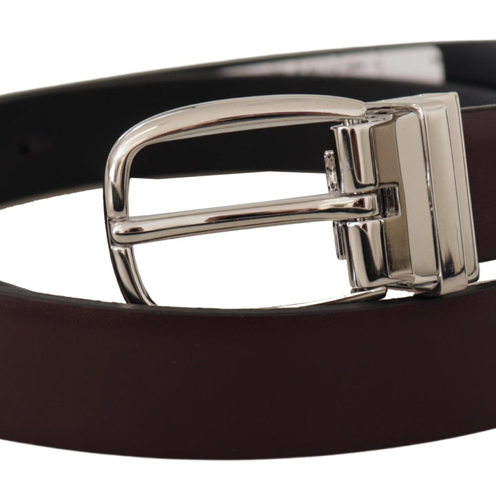 Dolce & Gabbana Solid Brown Leather Silver Metal Belt