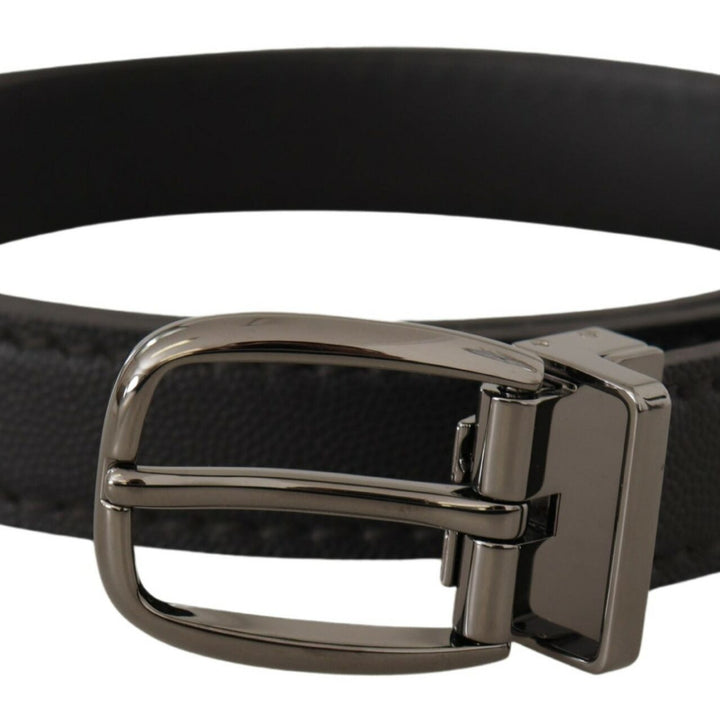 Dolce & Gabbana Black Leather Metal Logo Buckle Belt