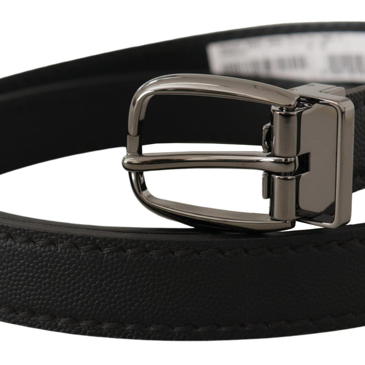 Dolce & Gabbana Black Leather Metal Logo Buckle Belt