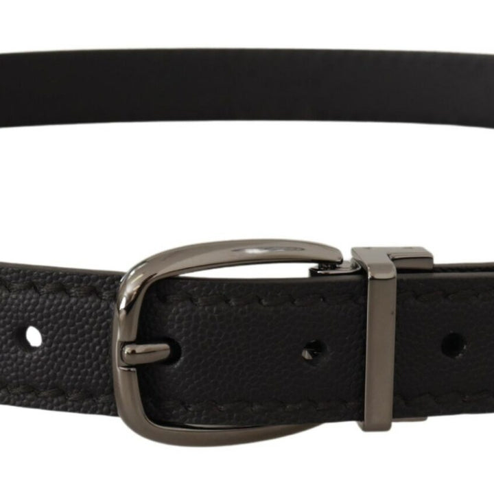 Dolce & Gabbana Black Leather Metal Logo Buckle Belt