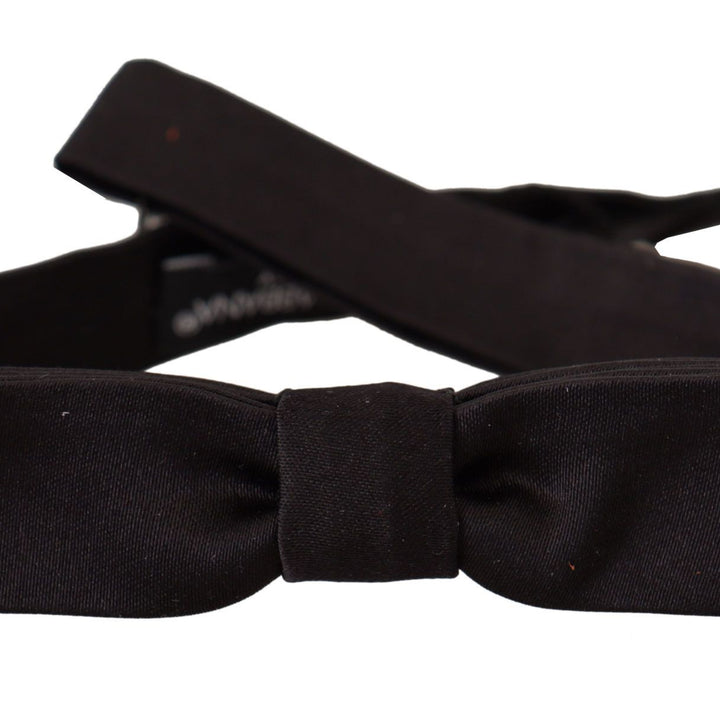 Dolce & Gabbana Black 100% Silk Adjustable Neck Papillon Tie