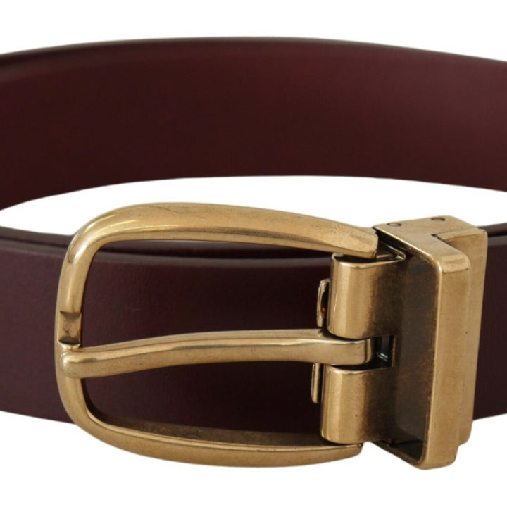 Dolce & Gabbana Brown Leather Classic Gold Metal Buckle Belt