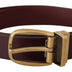 Dolce & Gabbana Brown Leather Classic Gold Metal Buckle Belt