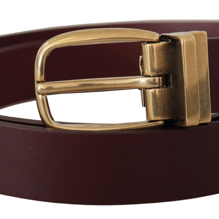 Dolce & Gabbana Brown Leather Classic Gold Metal Buckle Belt