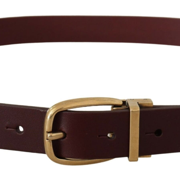 Dolce & Gabbana Brown Leather Classic Gold Metal Buckle Belt