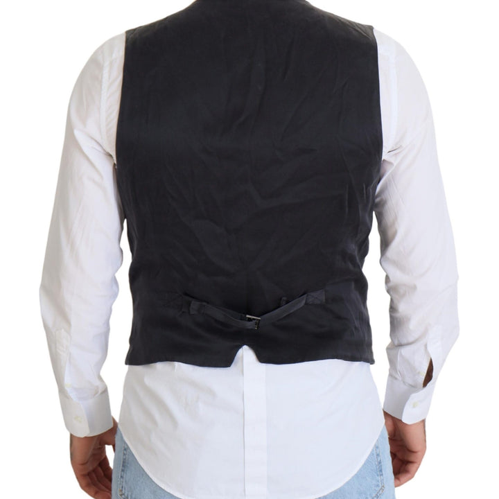 Dolce & Gabbana Black Cotton Double Breasted Waistcoat Vest