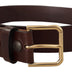 Dolce & Gabbana Brown Polished Leather Gold Tone Metal Buckle Belt