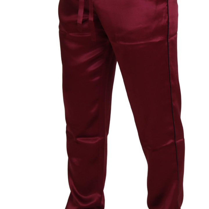 Dolce & Gabbana Bordeaux Silk DG Sleep Lounge Pants