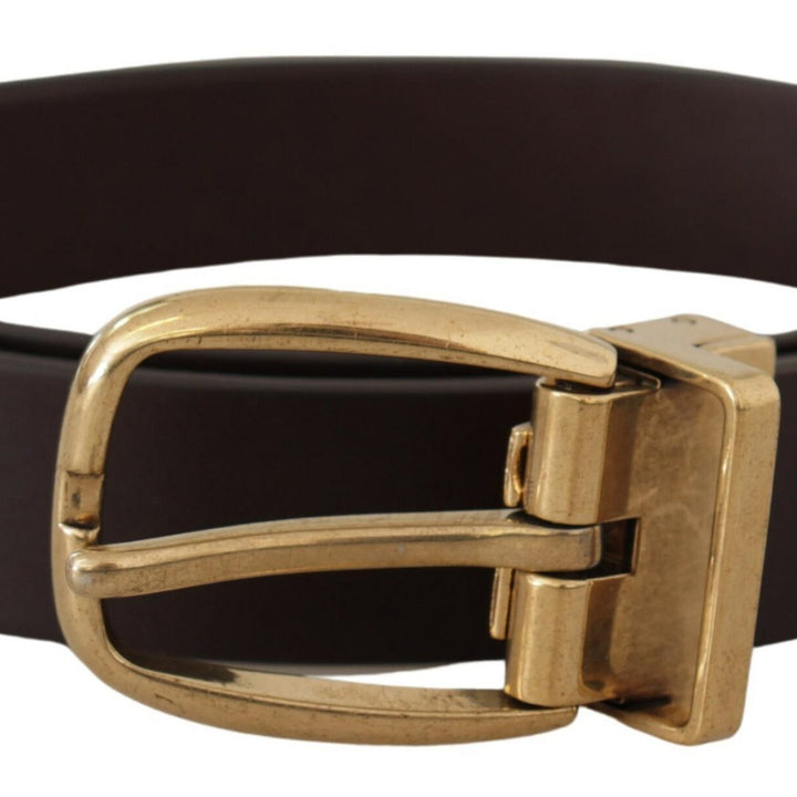 Dolce & Gabbana Dark Brown Calf Leather Gold Tone Metal Buckle