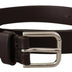 Dolce & Gabbana Brown Plain Leather Silver Tone Buckle Belt