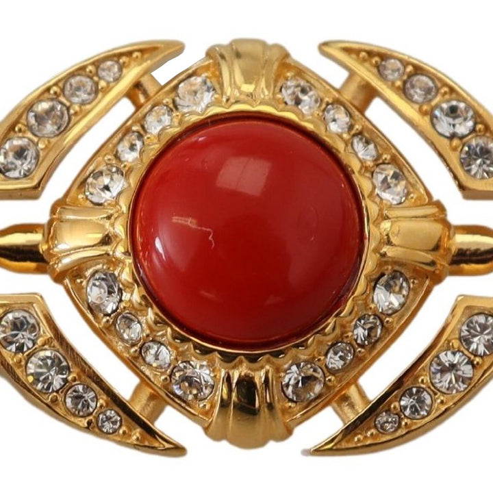 Dolce & Gabbana Gold Tone Brass Crystal Embellished Pin Brooch